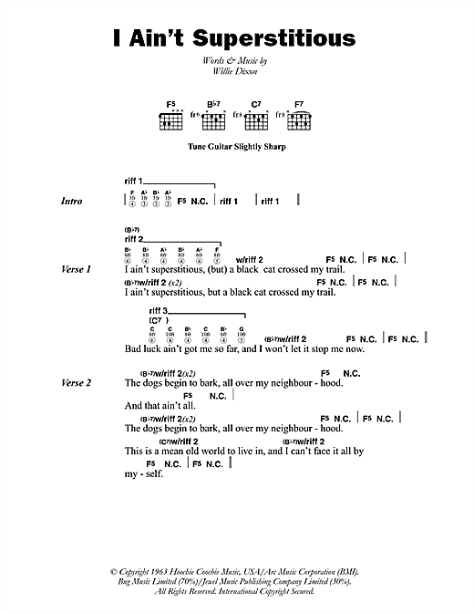 I Ain't Superstitious (Guitar Chords/Lyrics) von Jeff Beck