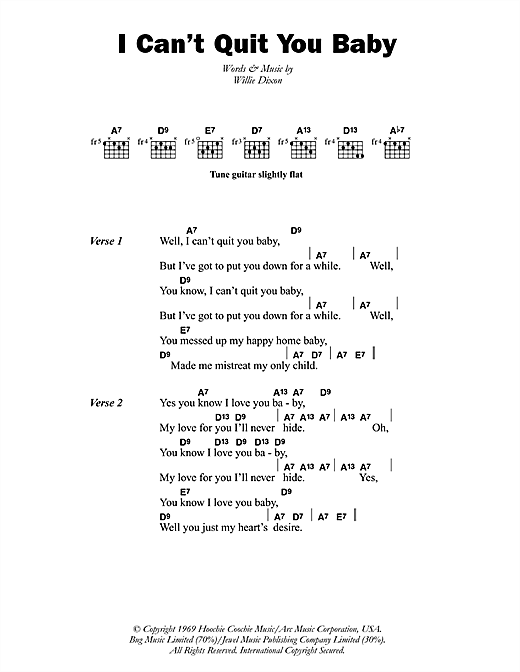 I Can't Quit You Baby (Guitar Chords/Lyrics) von Otis Rush