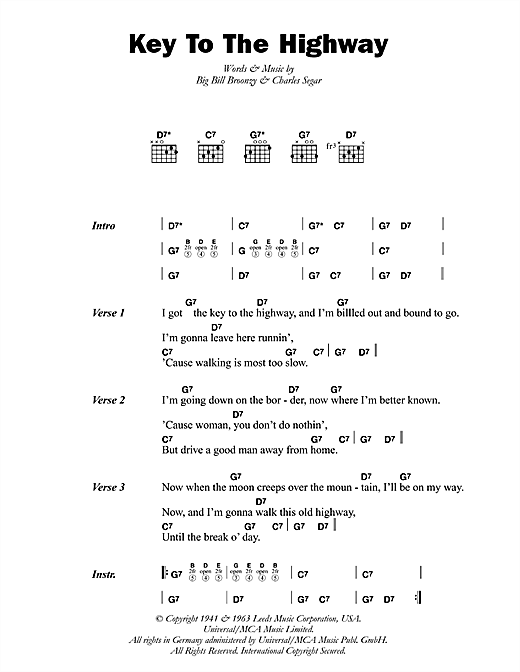 Key To The Highway (Guitar Chords/Lyrics) von Big Bill Broonzy