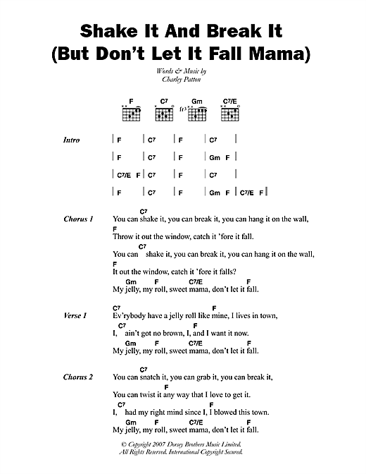 Shake It And Break It (But Don't Let It Fall Mama) (Guitar Chords/Lyrics) von Charley Patton