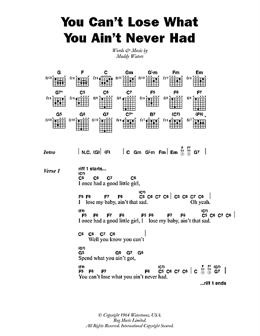 You Can't Lose What You Ain't Never Had (Guitar Chords/Lyrics) von Muddy Waters