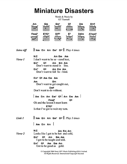 Miniature Disasters (Guitar Chords/Lyrics) von KT Tunstall