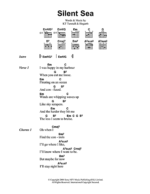 Silent Sea (Guitar Chords/Lyrics) von KT Tunstall