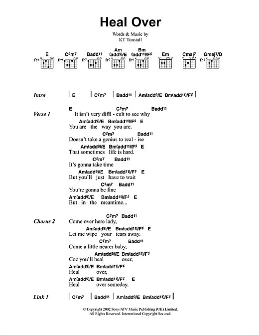 Heal Over (Guitar Chords/Lyrics) von KT Tunstall