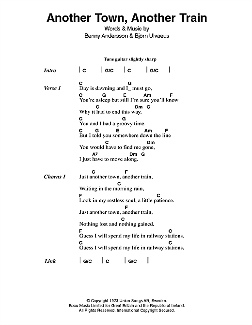 Another Town, Another Train (Guitar Chords/Lyrics) von ABBA