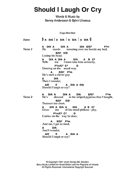 Should I Laugh Or Cry (Guitar Chords/Lyrics) von ABBA