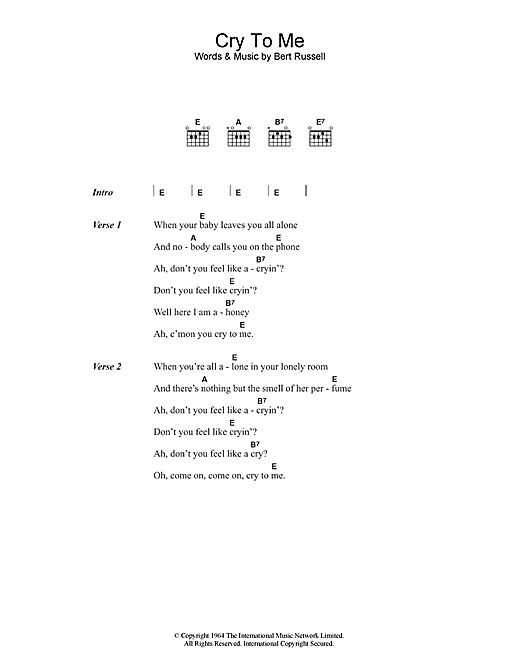 Cry To Me (Guitar Chords/Lyrics) von Solomon Burke