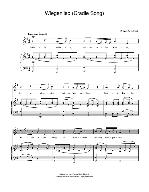 Wiegenlied (Cradle Song) Op.98 No.2 (Piano & Vocal) von Franz Schubert