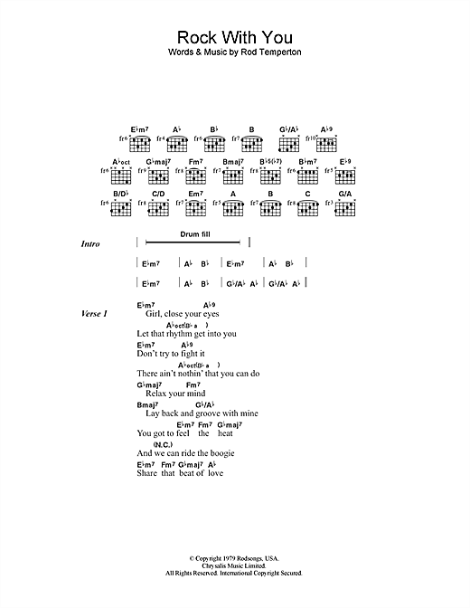 Rock With You (Guitar Chords/Lyrics) von Michael Jackson