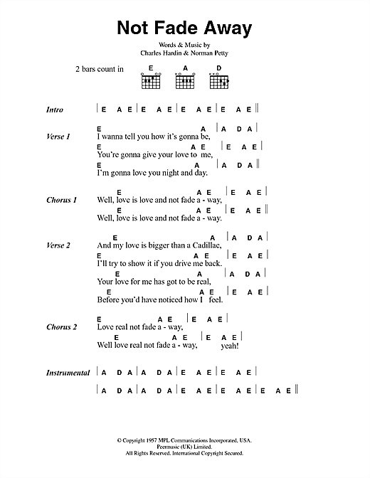 Not Fade Away (Guitar Chords/Lyrics) von The Rolling Stones