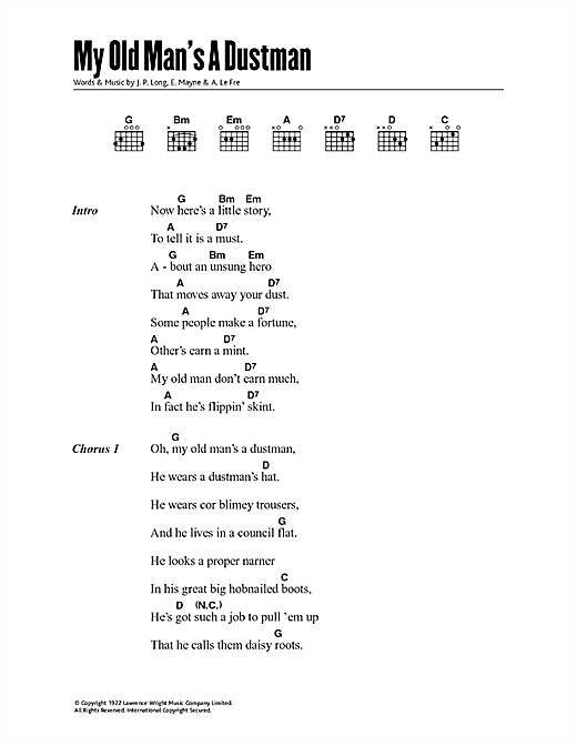 My Old Man's A Dustman (Guitar Chords/Lyrics) von Lonnie Donegan