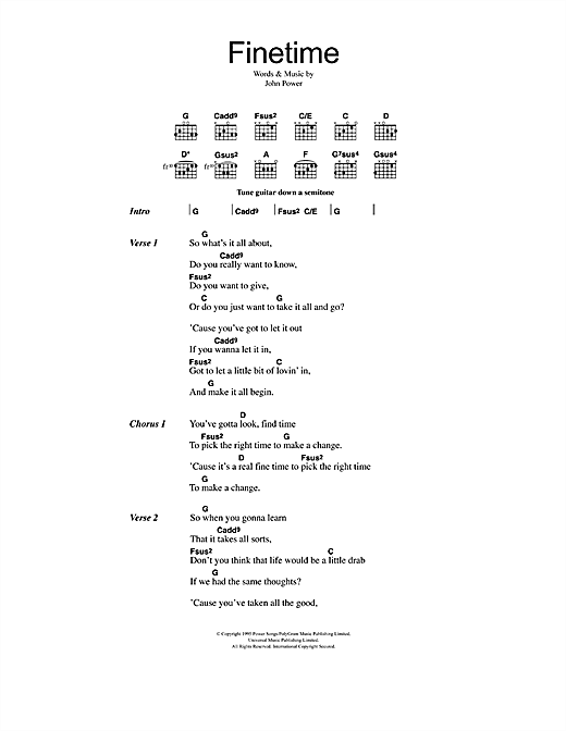 Finetime (Guitar Chords/Lyrics) von Cast