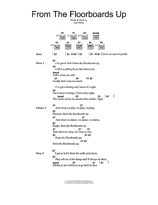 From The Floorboards Up (Guitar Chords/Lyrics) von Paul Weller