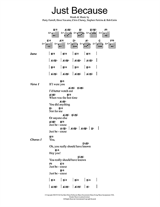 Just Because (Guitar Chords/Lyrics) von Jane's Addiction