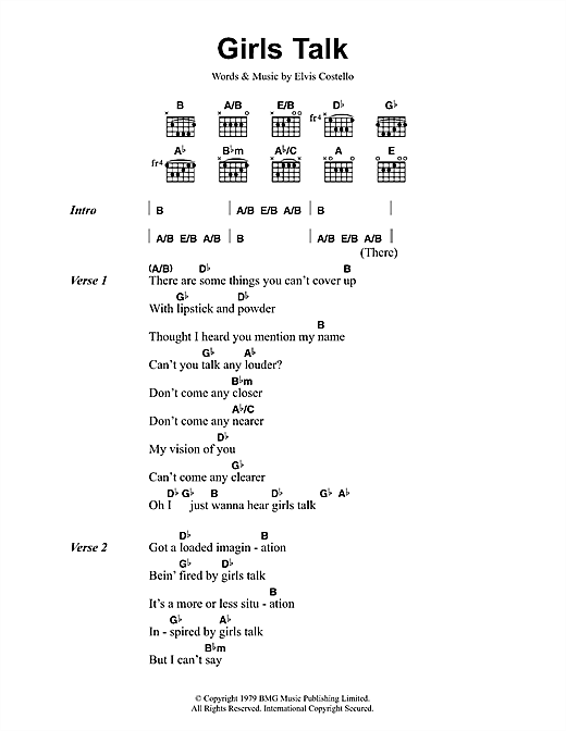 Girls Talk (Guitar Chords/Lyrics) von Dave Edmunds