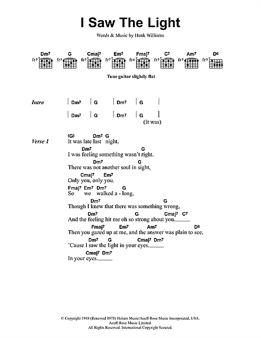 I Saw The Light (Guitar Chords/Lyrics) von Todd Rundgren