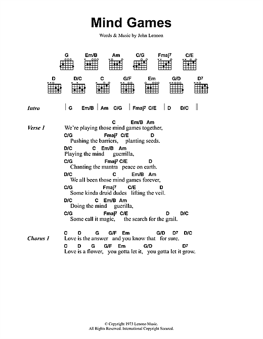 Mind Games (Guitar Chords/Lyrics) von John Lennon