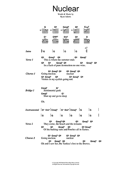 Nuclear (Guitar Chords/Lyrics) von Ryan Adams