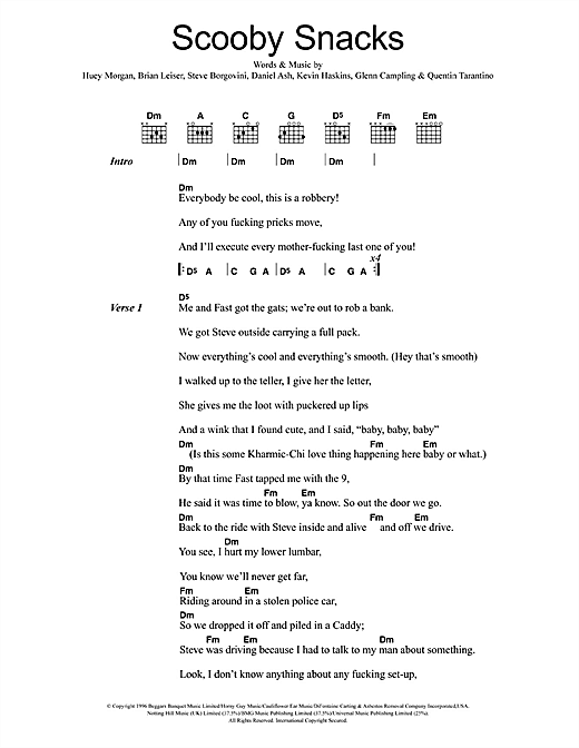 Scooby Snacks (Guitar Chords/Lyrics) von The Fun Lovin' Criminals