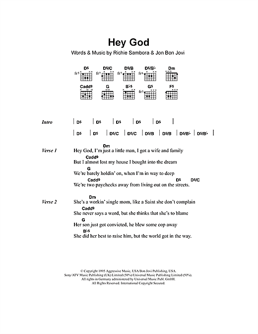 Hey God (Guitar Chords/Lyrics) von Bon Jovi