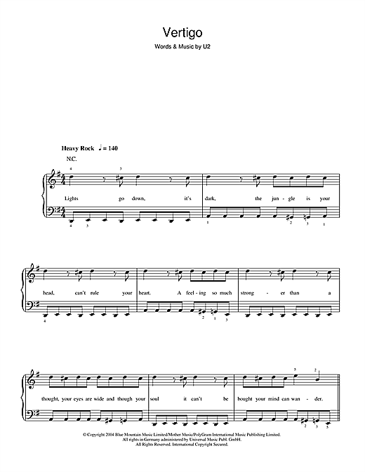 Vertigo (Beginner Piano) von U2
