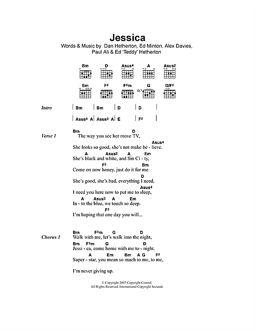 Jessica (Guitar Chords/Lyrics) von Elliot Minor