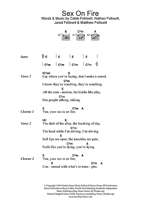 Sex On Fire (Guitar Chords/Lyrics) von Kings Of Leon