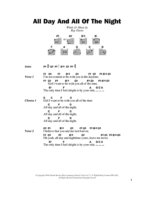 All Day And All Of The Night (Guitar Chords/Lyrics) von The Kinks