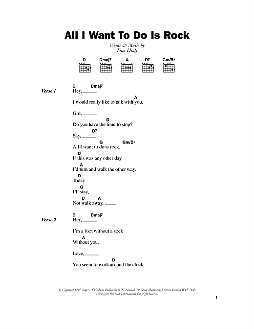 All I Want To Do Is Rock (Guitar Chords/Lyrics) von Travis