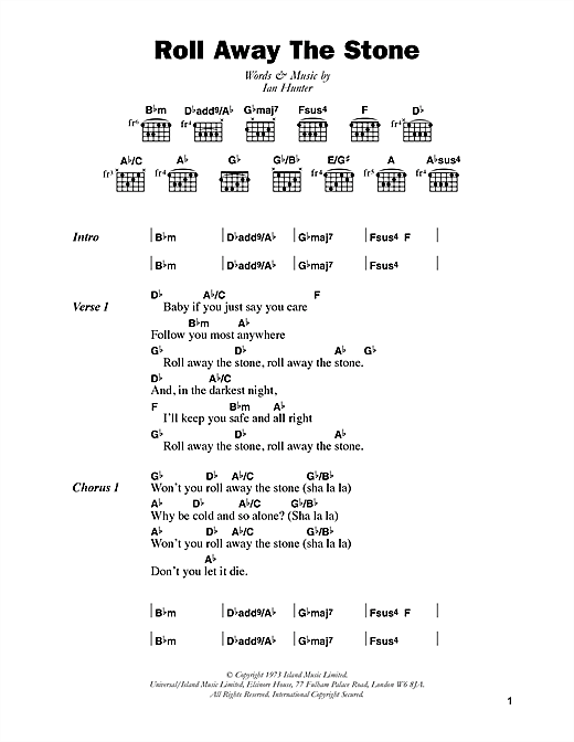 Roll Away The Stone (Guitar Chords/Lyrics) von Mott The Hoople