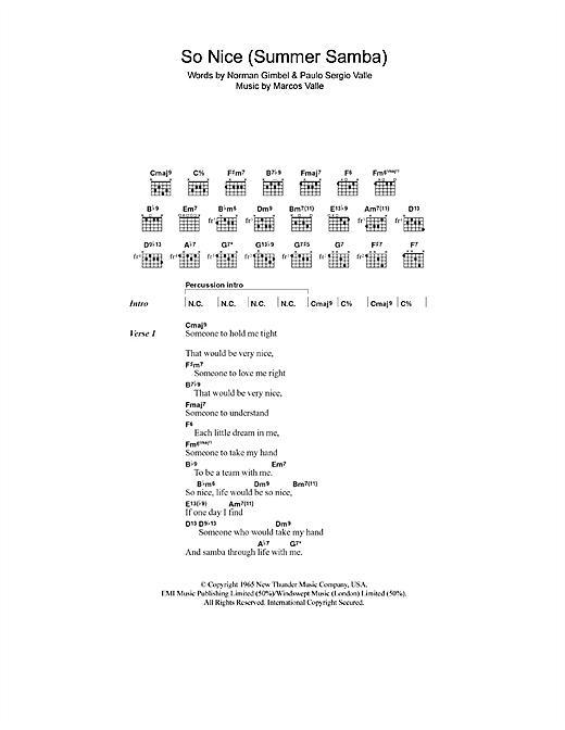 So Nice (Summer Samba) (Guitar Chords/Lyrics) von Astrud Gilberto