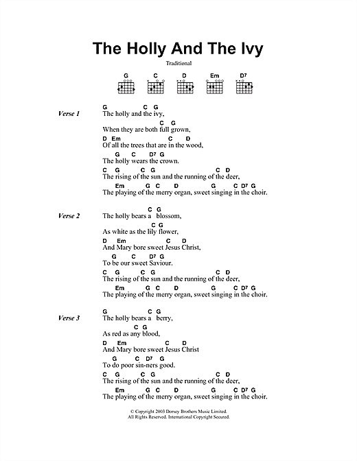 The Holly And The Ivy (Guitar Chords/Lyrics) von Christmas Carol