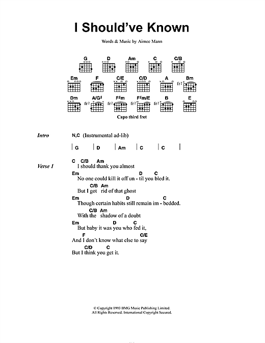 I Should've Known (Guitar Chords/Lyrics) von Aimee Mann