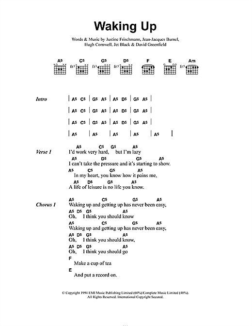 Waking Up (Guitar Chords/Lyrics) von Elastica