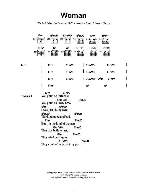 Woman (Guitar Chords/Lyrics) von Neneh Cherry