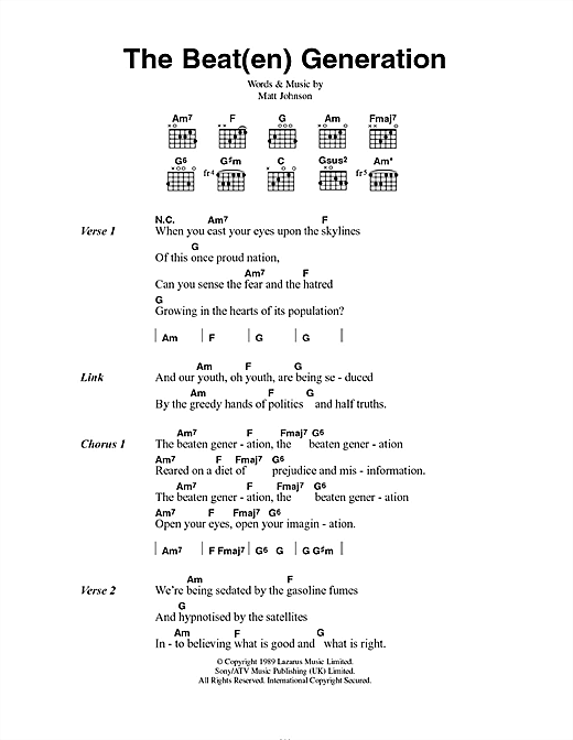 The Beat(en) Generation (Guitar Chords/Lyrics) von The The