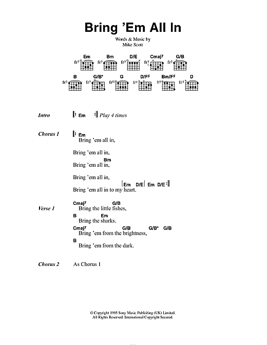 Bring 'Em All In (Guitar Chords/Lyrics) von Mike Scott
