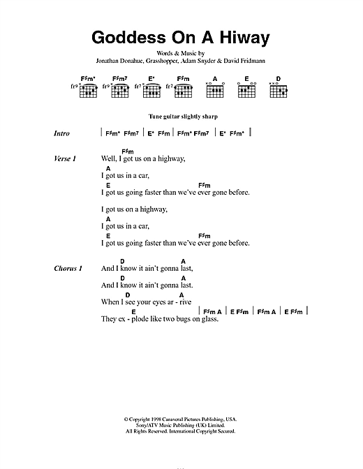 Goddess On A Hiway (Guitar Chords/Lyrics) von Mercury Rev