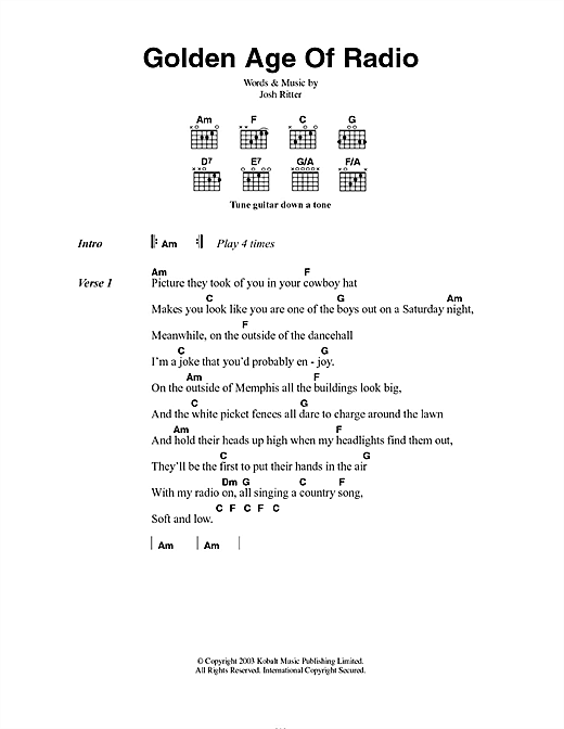 Golden Age Of Radio (Guitar Chords/Lyrics) von Josh Ritter