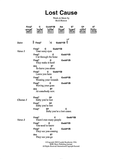 Lost Cause (Guitar Chords/Lyrics) von Beck