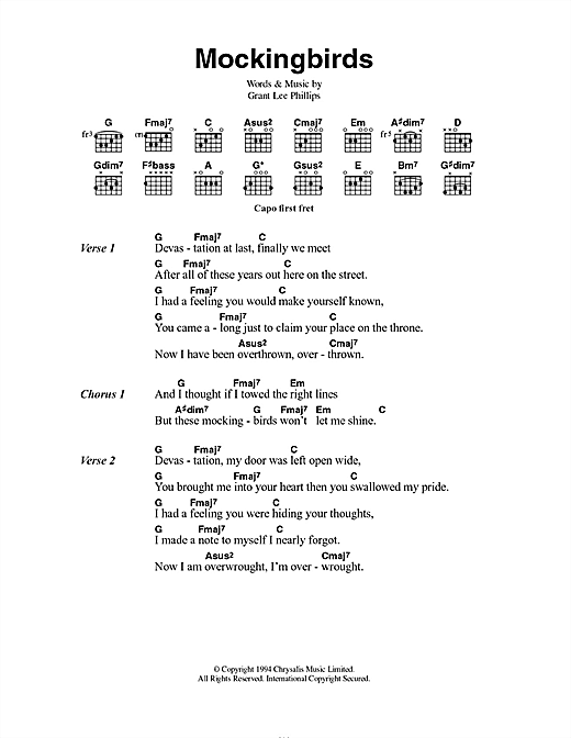 Mockingbirds (Guitar Chords/Lyrics) von Grant Lee Buffalo