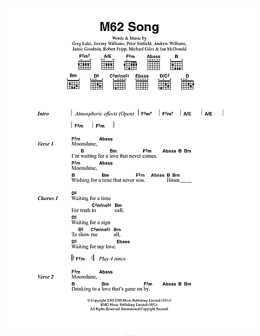 M62 Song (Guitar Chords/Lyrics) von Doves