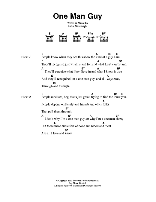 One Man Guy (Guitar Chords/Lyrics) von Rufus Wainwright