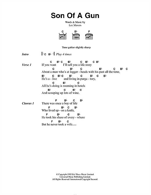 Son Of A Gun (Guitar Chords/Lyrics) von The La's