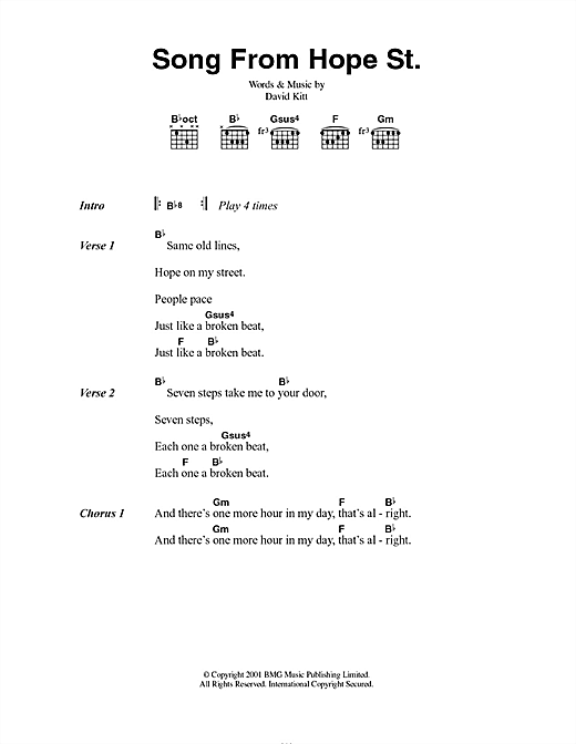 Song From Hope St. (Guitar Chords/Lyrics) von David Kitt