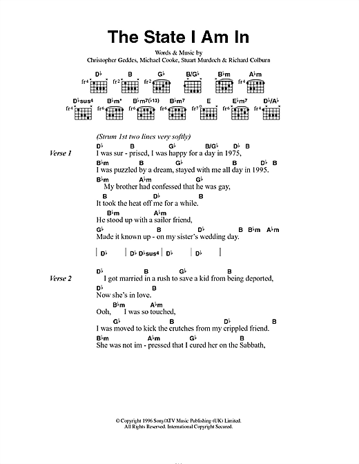 The State I Am In (Guitar Chords/Lyrics) von Belle & Sebastian