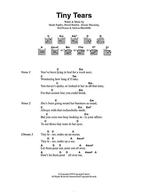 Tiny Tears (Guitar Chords/Lyrics) von Tindersticks