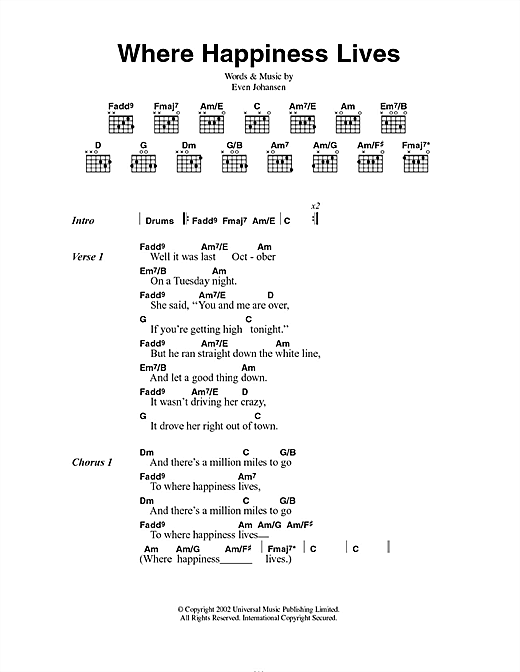 Where Happiness Lives (Guitar Chords/Lyrics) von Magnet