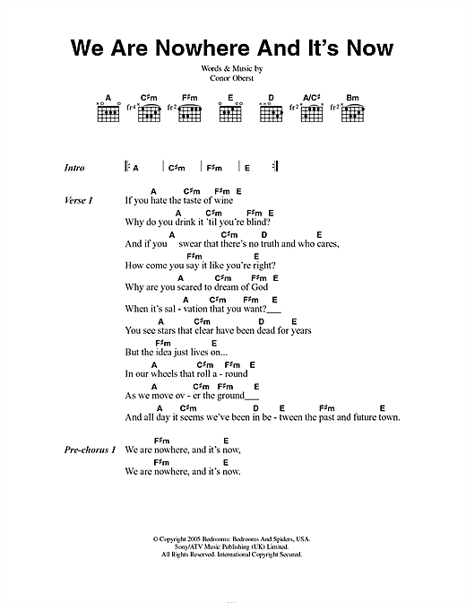 We Are Nowhere And It's Now (Guitar Chords/Lyrics) von Bright Eyes