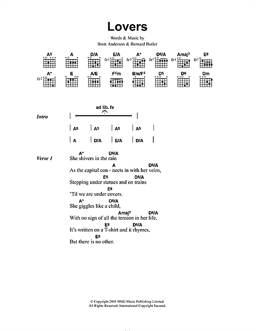 Lovers (Guitar Chords/Lyrics) von The Tears